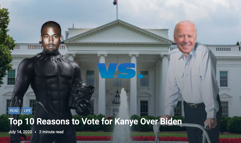 Kanye as Black Panther Biden as Elderly Man
