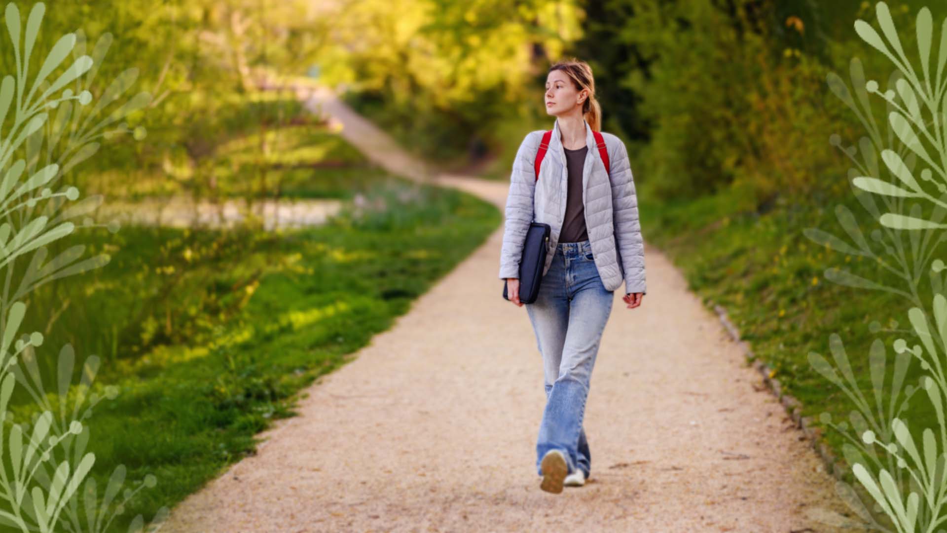Girl walking in nature.