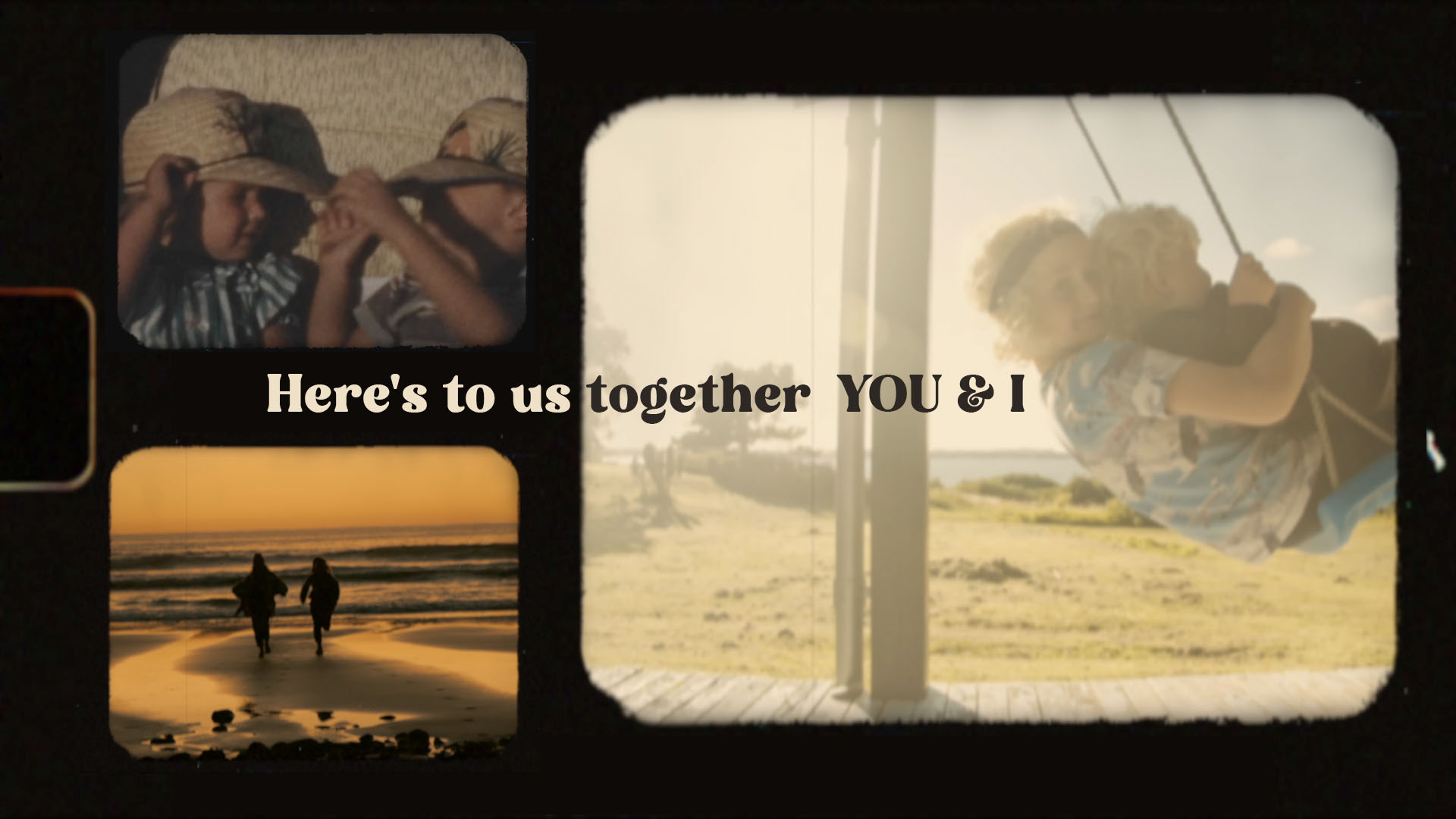Jon Foreman "I Propose a Toast" Video Pictures of children and friends. With lyrics "Here's to us together you and I."