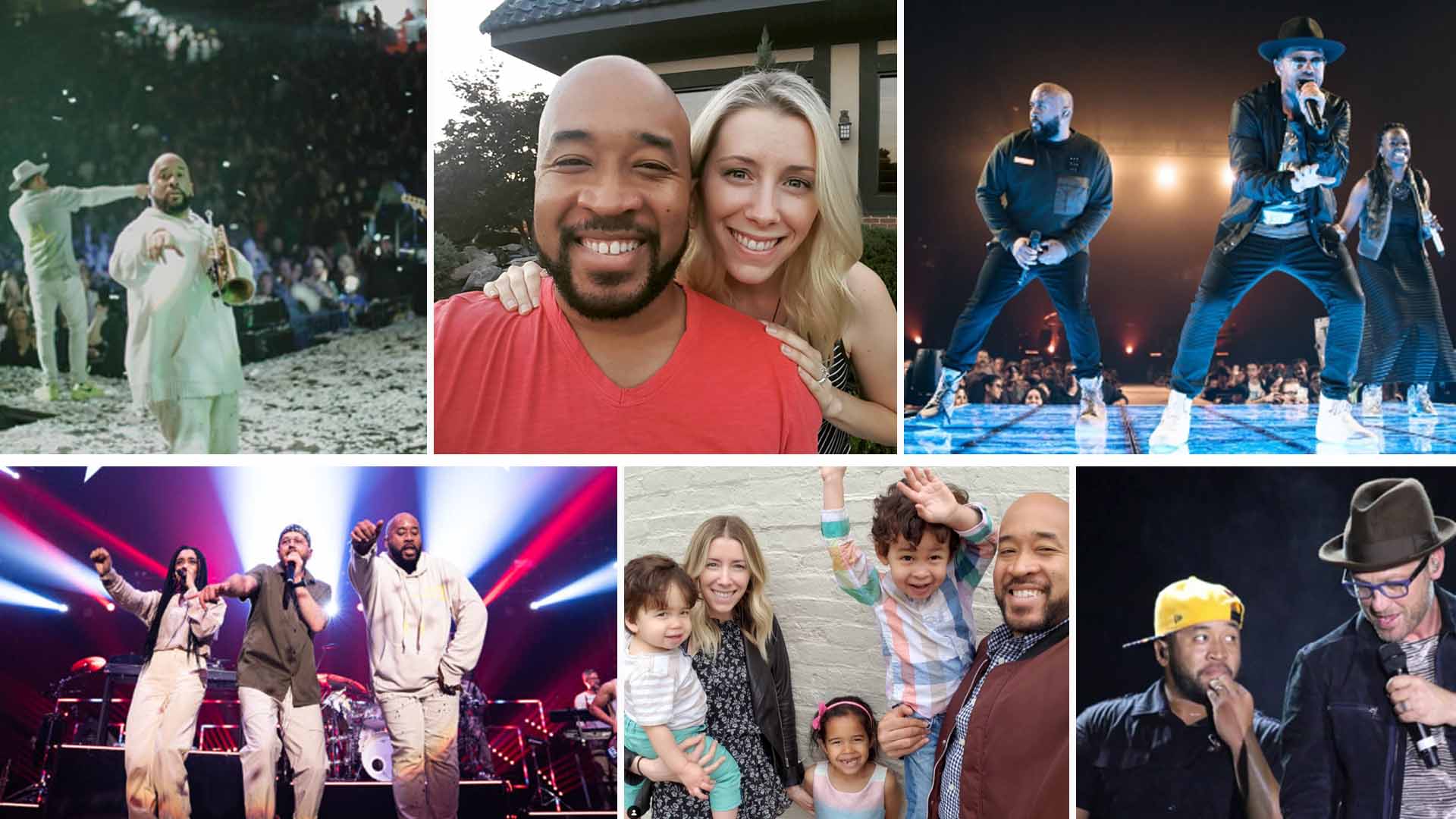 Collage of Photos of Gabe Patillo with Family and Friends from the Music Industry