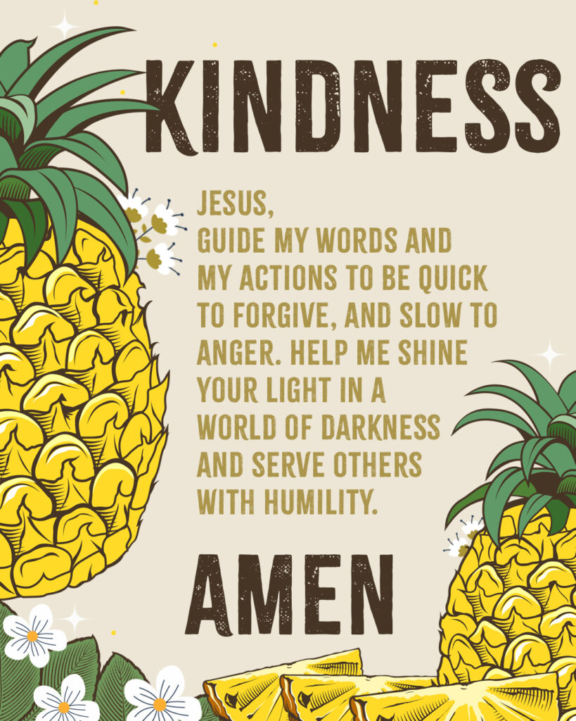 Kindness Jesus, Guide my words and my actions to be quick to forgive, and slow to anger. Let me shine Your light in a world of darkness and serve others with humility. Amen 